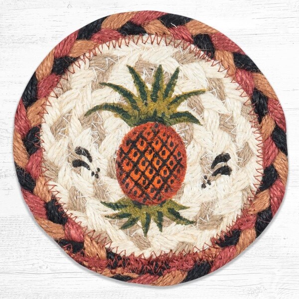 Paisaje Pineapple Printed Coaster Round Rug - Multi Color - 5 x 5 in. PA3368771 - main